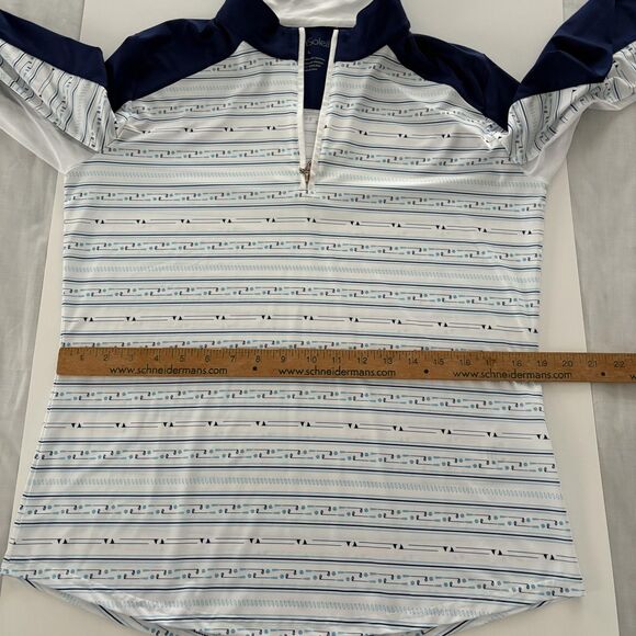 SanSoleil 1/4 Zip Pullover Womens Large Blue White Print UV 50 Golf Pickleball - Picture 14 of 16
